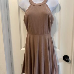 Altar'd State Brown Sleeveless Halter A-Line Mini Dress